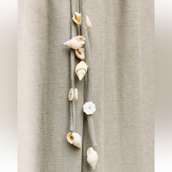 NEW Zara olive green WIDE LEG PANTS WITH SEASHELL TIES - Picture 4 of 8